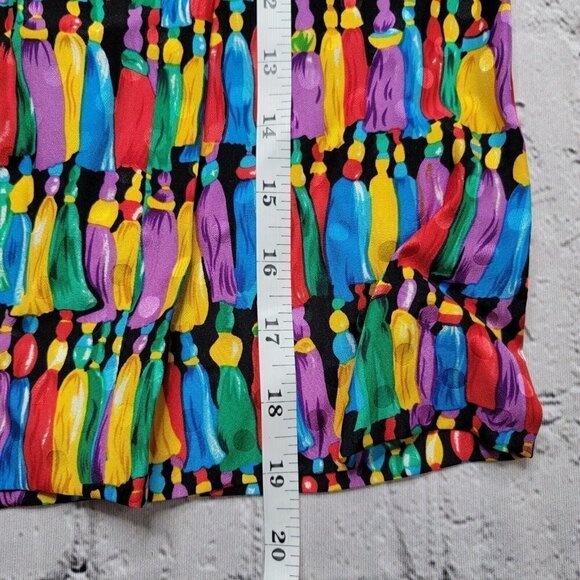 Vintage Maggy London 100% Silk Tassel Print Straight Skirt Size 4 - Picture 10 of 11